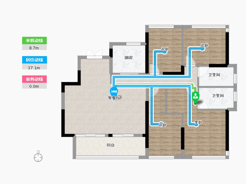 福建省-福州市-中茵天俊玖珑台-108.01-户型库-动静线