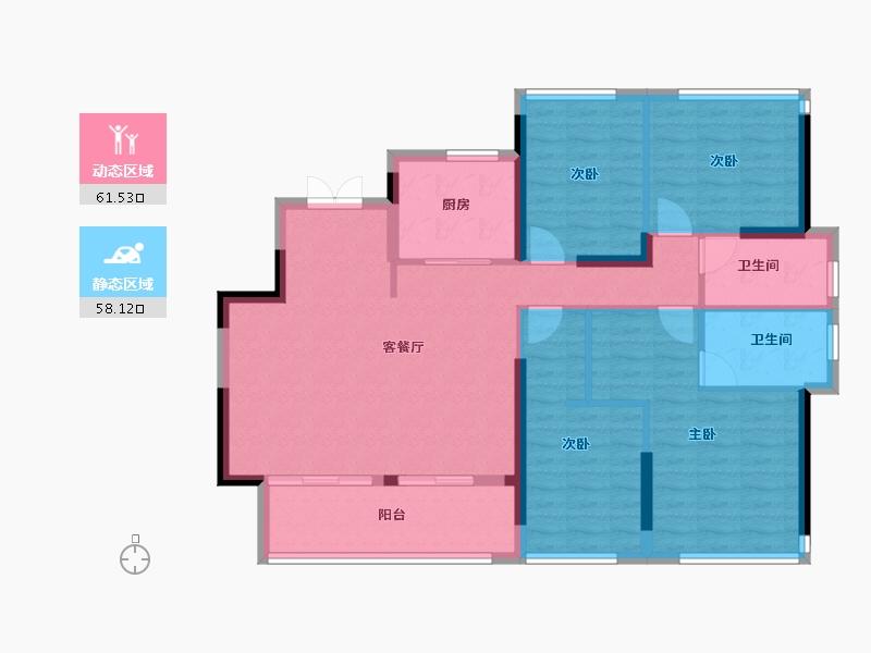 福建省-福州市-中茵天俊玖珑台-108.01-户型库-动静分区