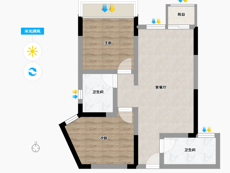 四川省-攀枝花市-龙信·翡翠湾-52.85-户型库-采光通风