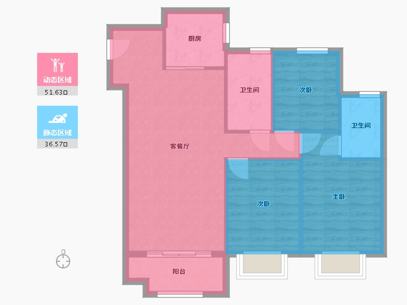 天津-天津市-雅居乐·御宾府·雅玥-86.00-户型库-动静分区