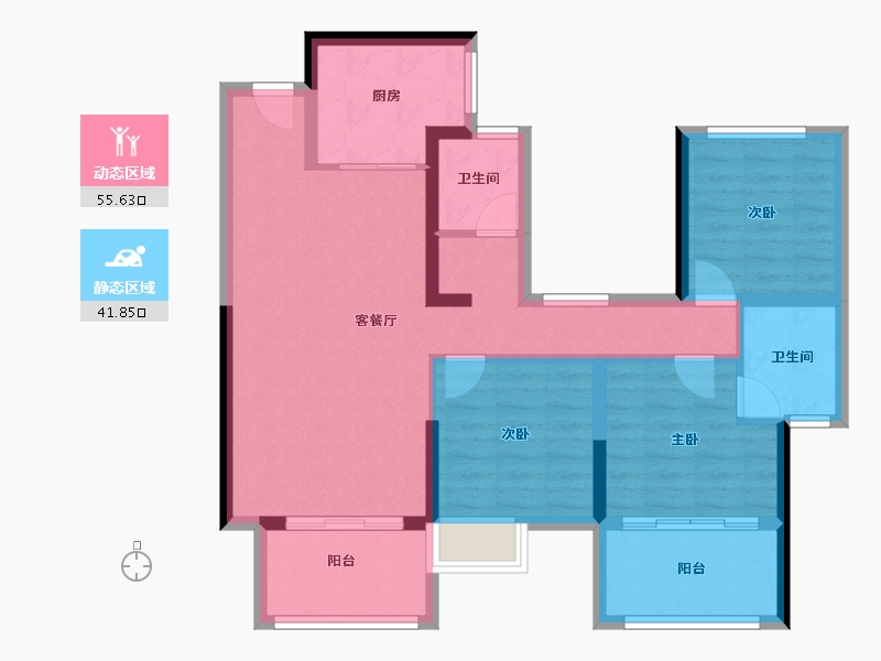 福建省-漳州市-经发万和湖畔首府-86.41-户型库-动静分区