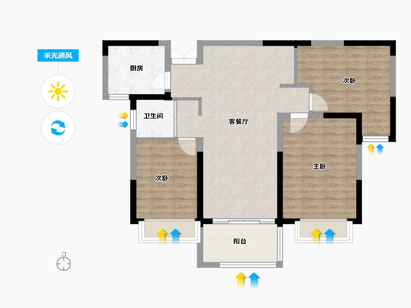 河南省-郑州市-海龙·昊坤苑-87.20-户型库-采光通风