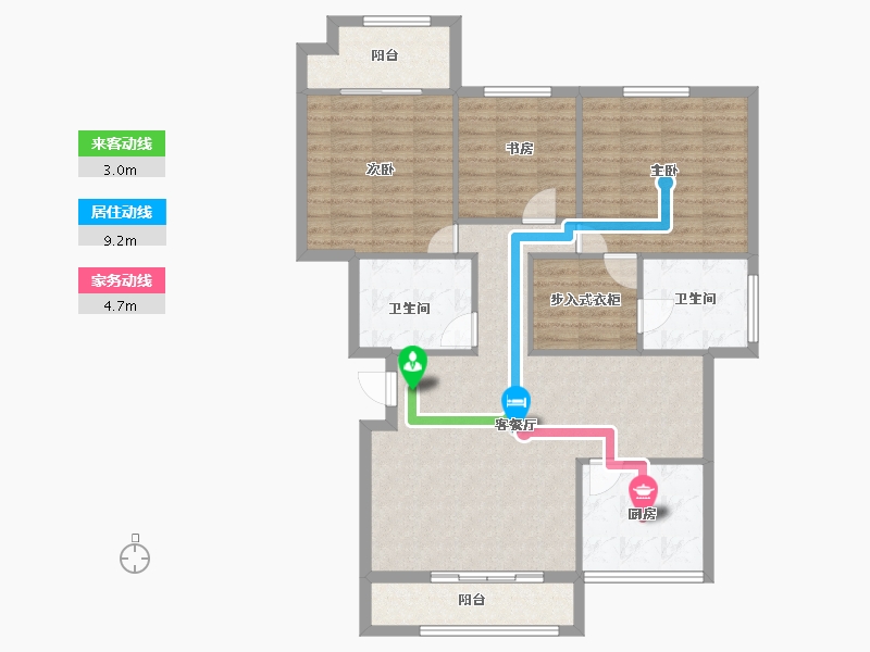 山东省-烟台市-半岛龙庭四期-103.69-户型库-动静线