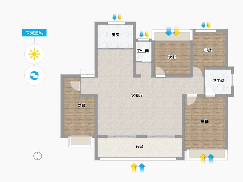 江苏省-淮安市-水沐明悦府-136.00-户型库-采光通风