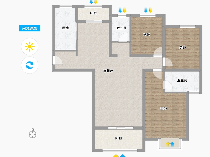 山东省-济宁市-裕隆·圣都花园-111.14-户型库-采光通风