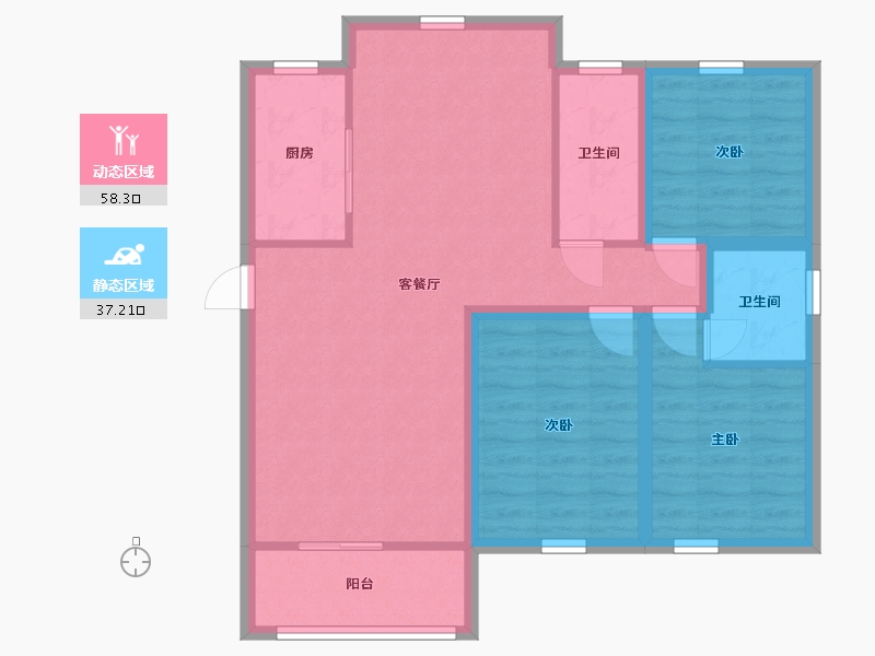 江苏省-苏州市-文溪花苑-67.24-户型库-动静分区