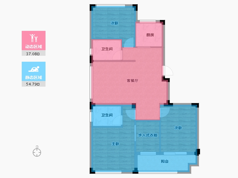 浙江省-金华市-商城朝阳万象-82.40-户型库-动静分区