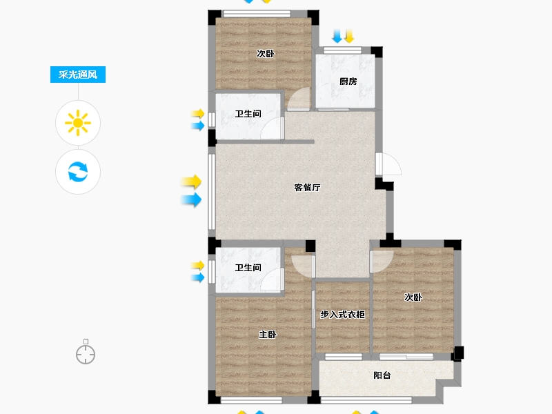 浙江省-金华市-商城朝阳万象-82.40-户型库-采光通风