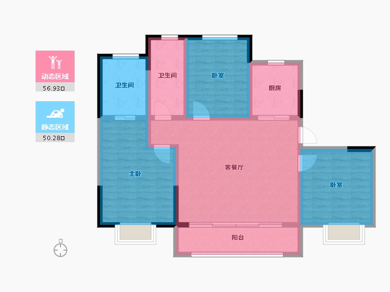 山东省-烟台市-蓬莱度假中心-96.00-户型库-动静分区