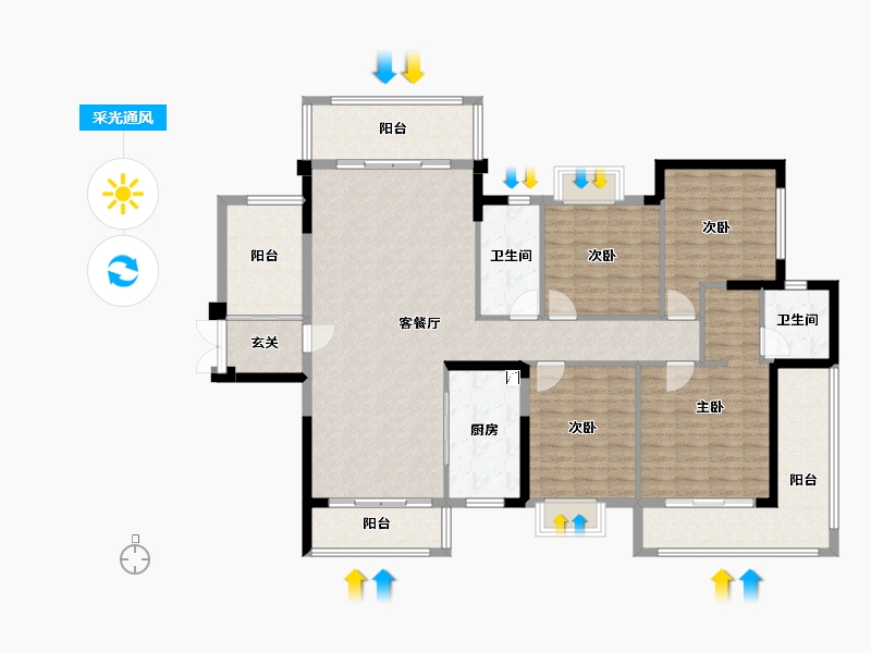 湖南省-郴州市-皇廷凤凰城-148.50-户型库-采光通风