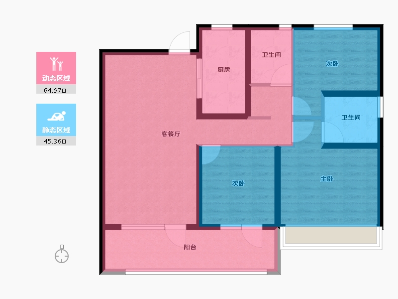 山东省-烟台市-蓬莱碧桂园二期-98.40-户型库-动静分区