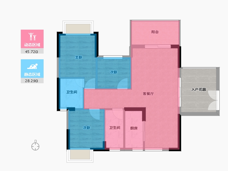 广东省-江门市-蓬江玉圭园-75.78-户型库-动静分区