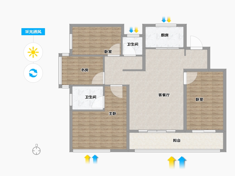 山东省-济宁市-绿郡公馆-121.61-户型库-采光通风