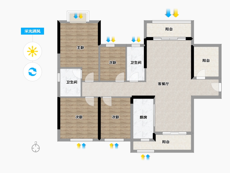 广西壮族自治区-钦州市-敏捷珑玥湾-119.36-户型库-采光通风