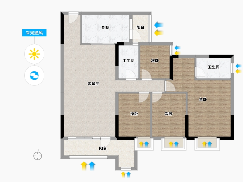 广东省-清远市-翔隆·七色城邦-109.42-户型库-采光通风