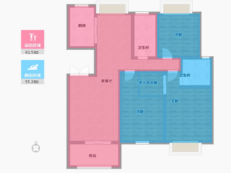 湖北省-荆门市-凯凌·香格里拉三期-103.68-户型库-动静分区