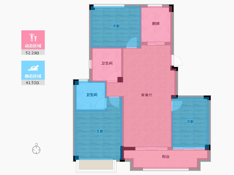 浙江省-金华市-商城朝阳万象-84.80-户型库-动静分区