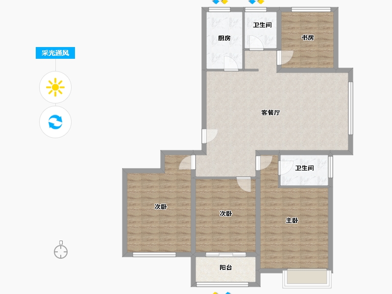 山东省-菏泽市-麟泰花园-118.15-户型库-采光通风