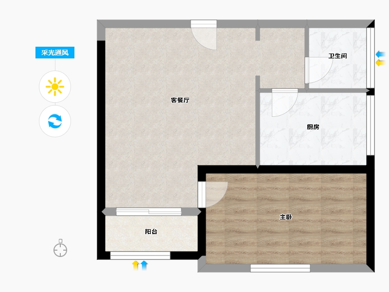 山东省-济宁市-天安·芝籣公馆-53.05-户型库-采光通风