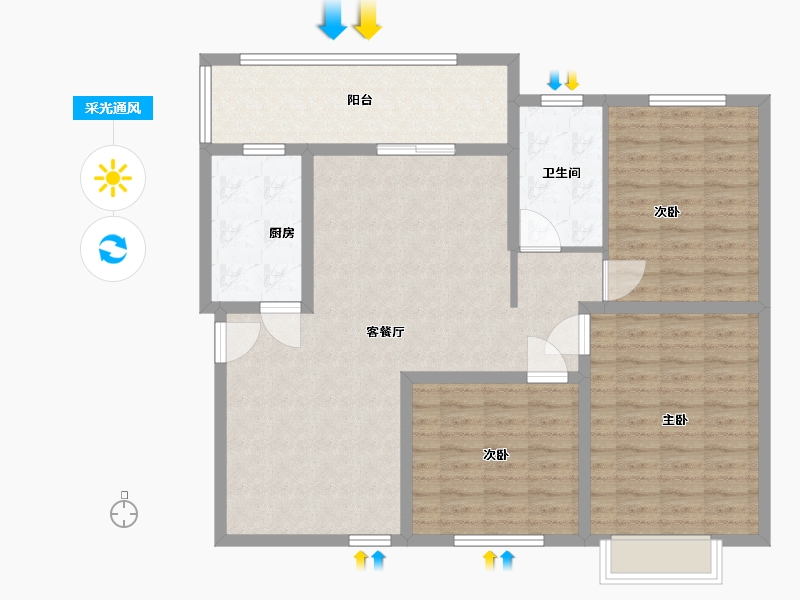 浙江省-宁波市-恒大御海湾-110.00-户型库-采光通风