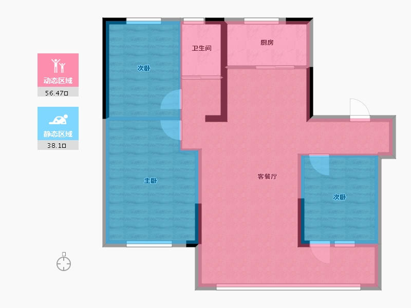 辽宁省-锦州市-碧桂园·锦绣西湖·前程-85.18-户型库-动静分区