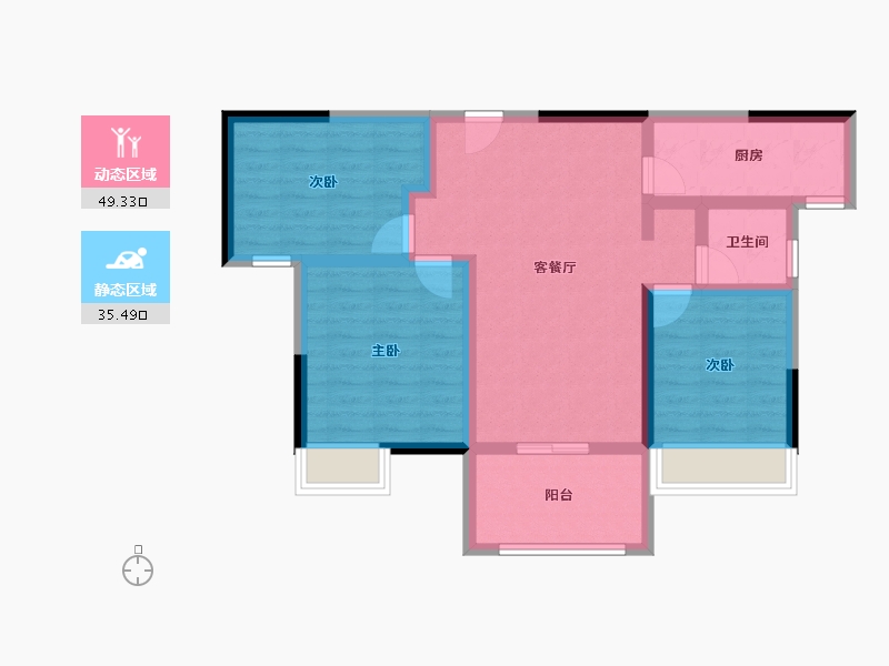 湖北省-荆门市-洋丰·长宁锦园-74.74-户型库-动静分区