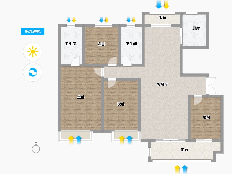 河南省-平顶山市-郏县建业城-132.00-户型库-采光通风