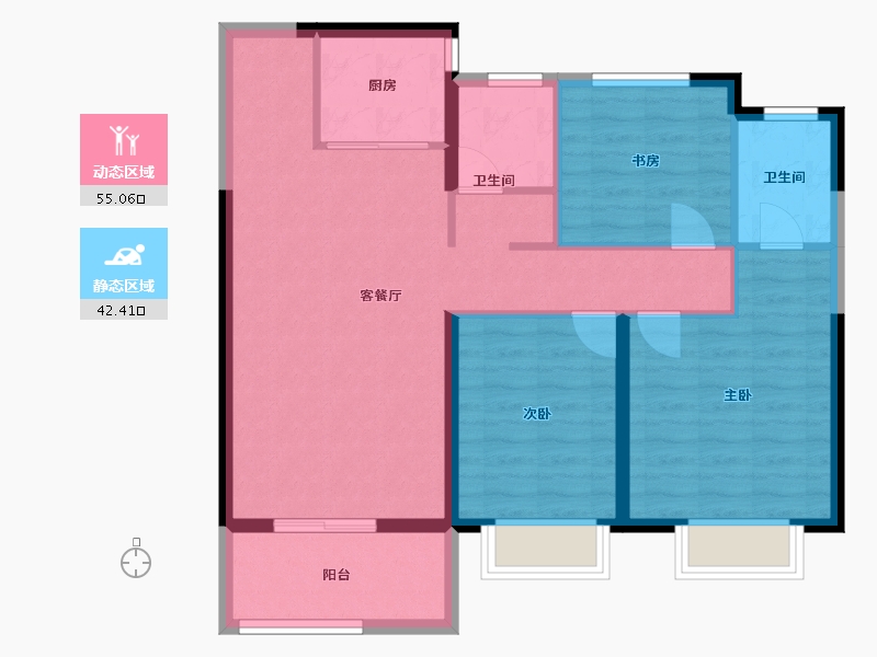 江西省-萍乡市-赣铁・聚龙府-87.49-户型库-动静分区