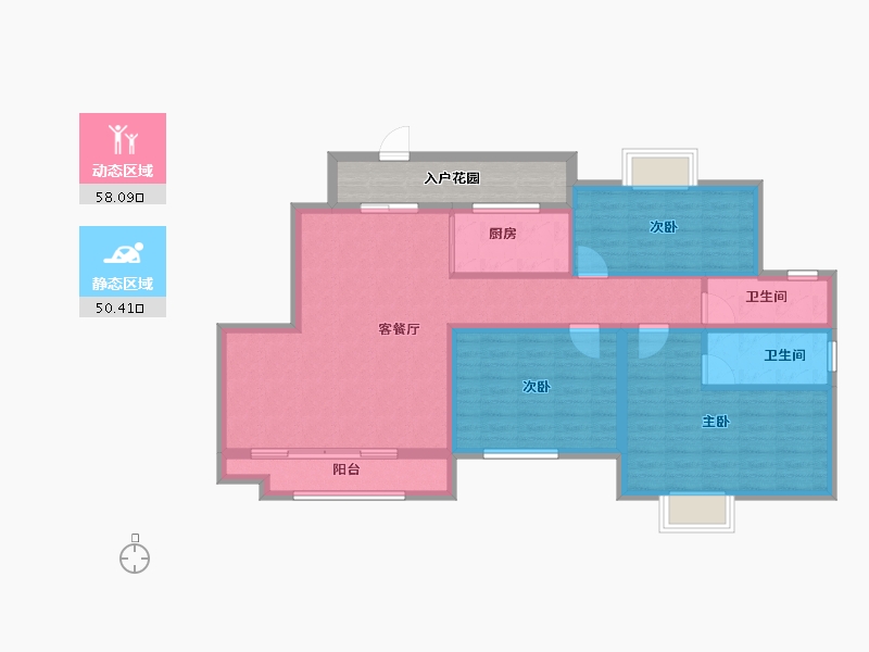 山东省-烟台市-半岛龙庭四期-104.32-户型库-动静分区