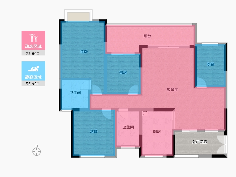 重庆-重庆市-川航佳园-132.00-户型库-动静分区