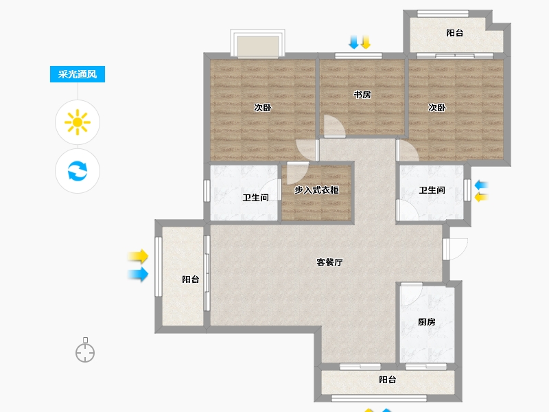 山东省-烟台市-半岛龙庭四期-110.91-户型库-采光通风