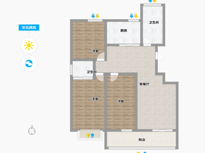 山东省-济宁市-龙翔御书坊-110.96-户型库-采光通风