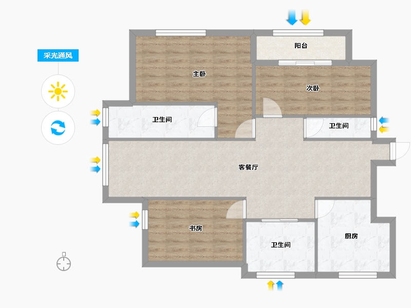 山东省-烟台市-塔埠栋盛苑-92.04-户型库-采光通风