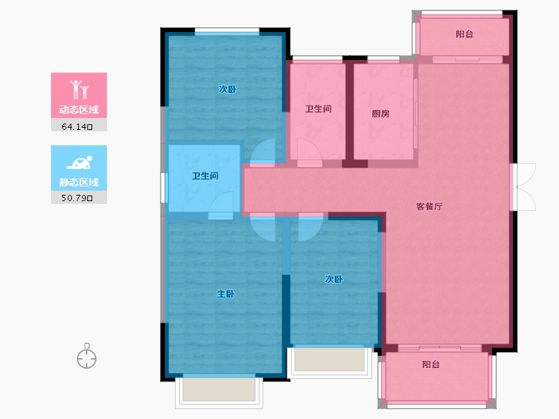 河南省-郑州市-海龙·昊坤苑-103.20-户型库-动静分区