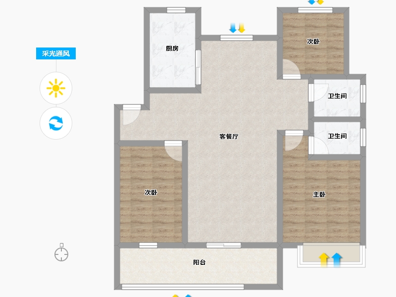 山东省-潍坊市-中晨壹号院-101.15-户型库-采光通风