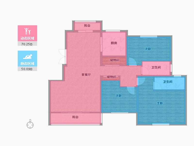 山东省-烟台市-海阳凤凰城-108.80-户型库-动静分区