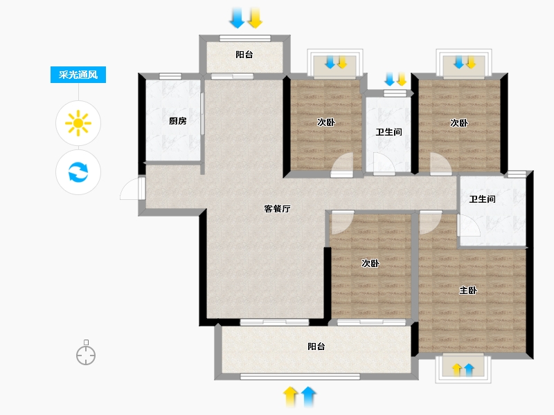 福建省-莆田市-富力院士廷-117.57-户型库-采光通风