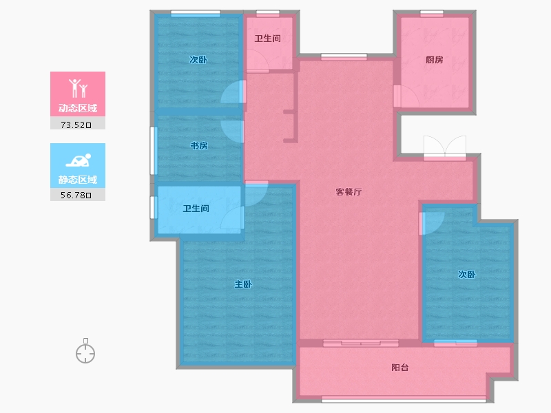 山东省-菏泽市-中丞玖璋台-116.80-户型库-动静分区