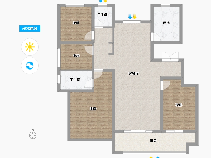 山东省-菏泽市-中丞玖璋台-116.80-户型库-采光通风