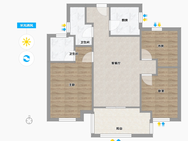 浙江省-温州市-金誉府-78.90-户型库-采光通风