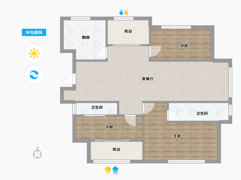 山东省-烟台市-塔埠栋盛苑-94.99-户型库-采光通风