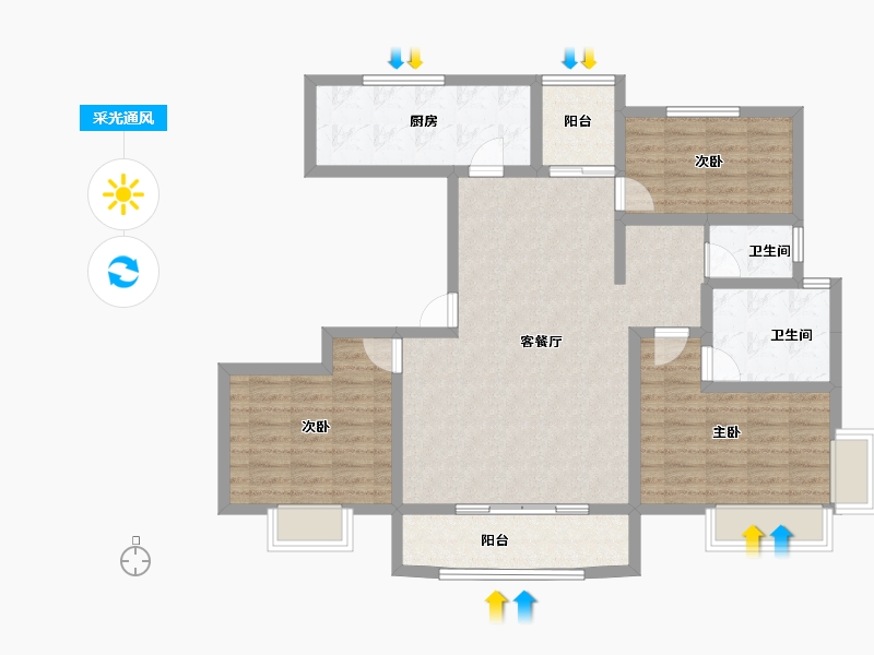 山东省-济宁市-天安·芝籣公馆-102.25-户型库-采光通风