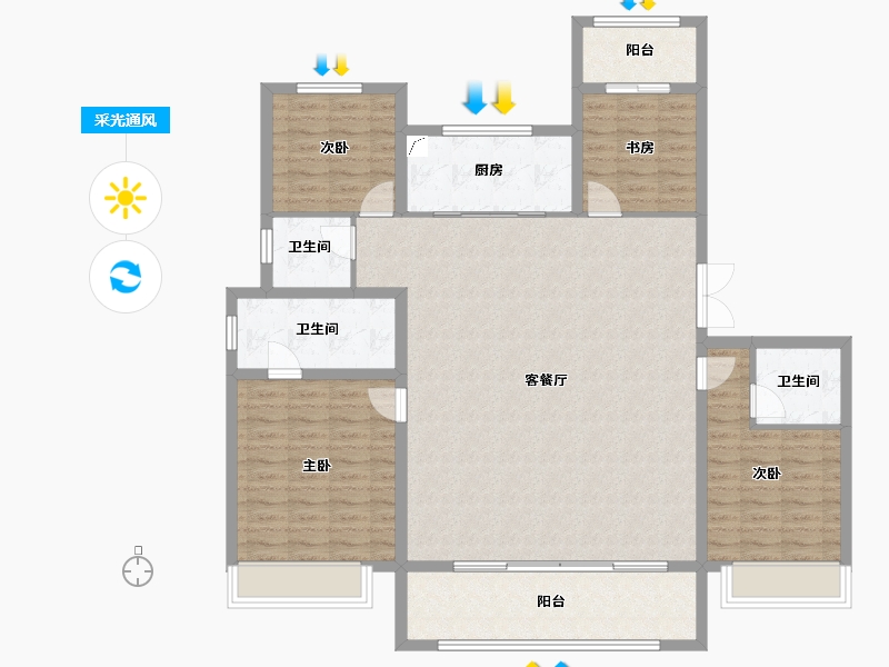 河南省-开封市-橄榄城·璟院-133.60-户型库-采光通风