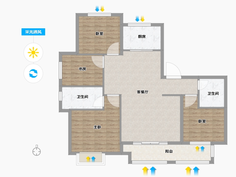 山东省-济宁市-绿郡公馆-106.90-户型库-采光通风