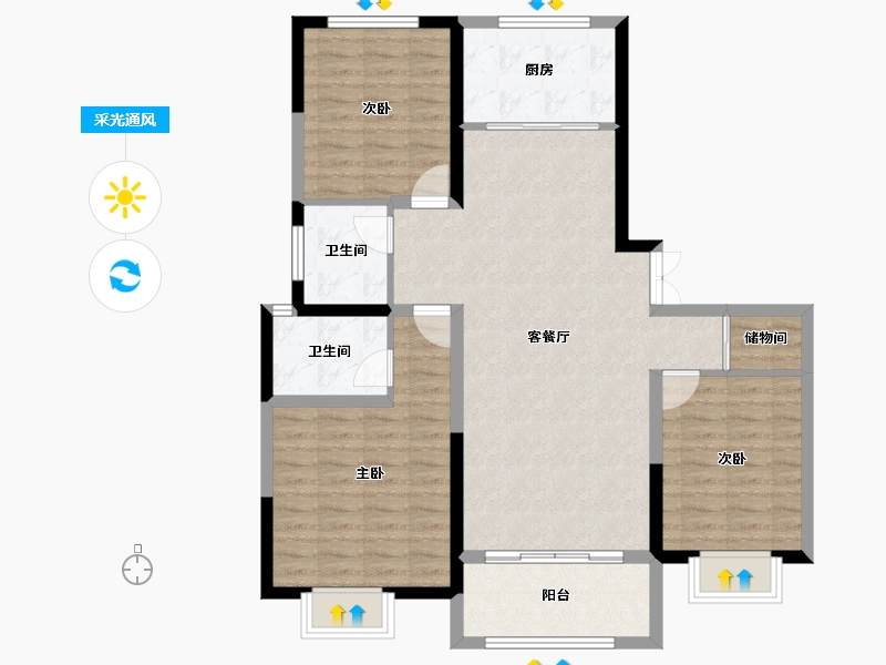 河南省-焦作市-中原·九鼎毓秀-100.50-户型库-采光通风