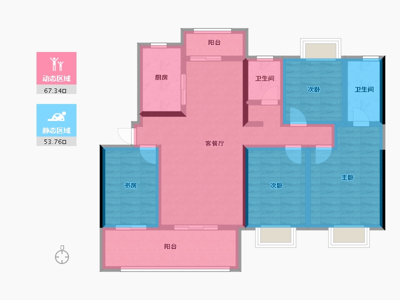 湖北省-荆州市-中建·荆州之星-106.64-户型库-动静分区