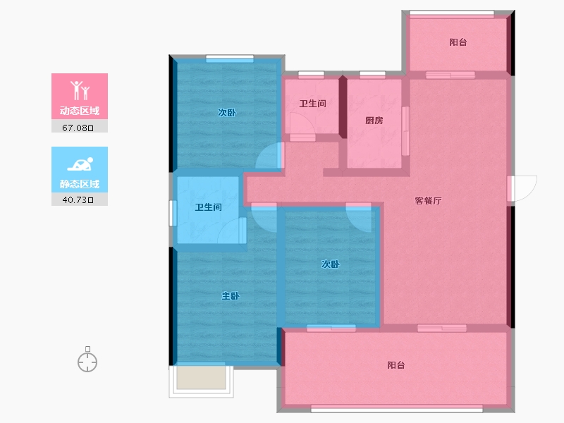 湖北省-荆门市-众和月湖壹品-94.96-户型库-动静分区