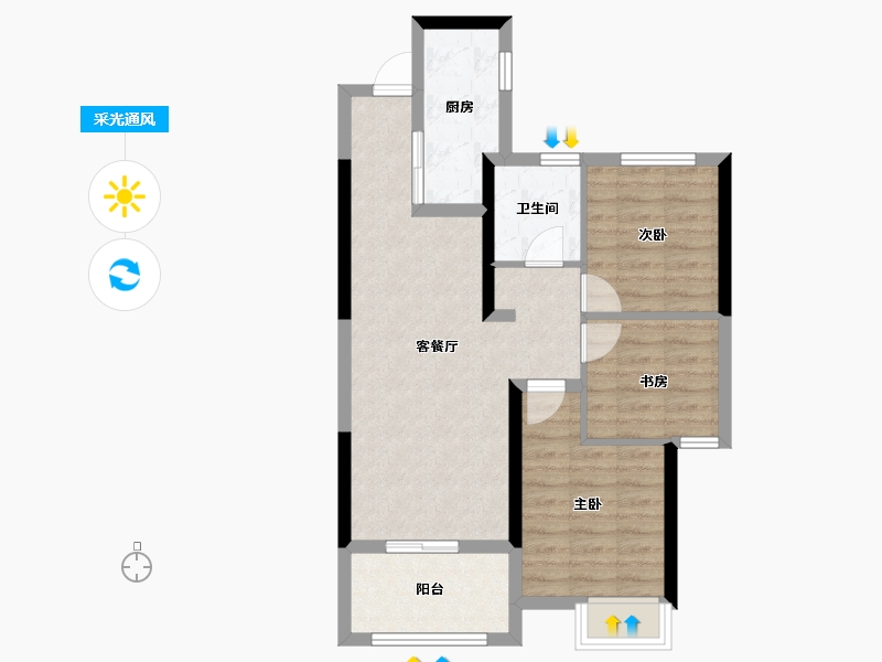 湖北省-荆州市-中建·荆州之星-68.31-户型库-采光通风