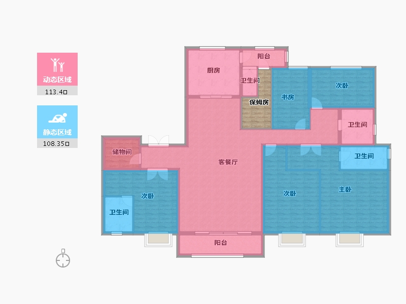 山东省-济宁市-西岸华府二期-208.47-户型库-动静分区