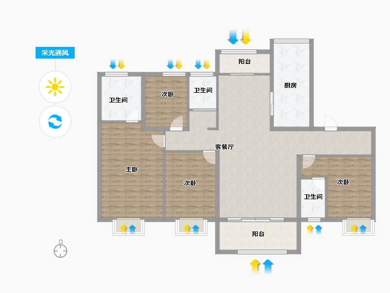 山东省-济宁市-曲阜碧桂园翡翠华府-146.43-户型库-采光通风